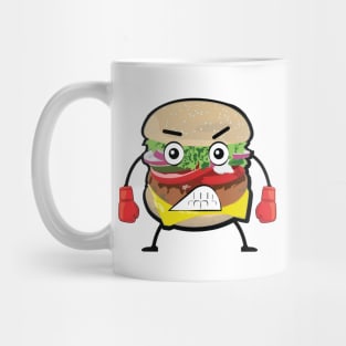 Angry Burger Boxer - Funny Character Illustration Mug